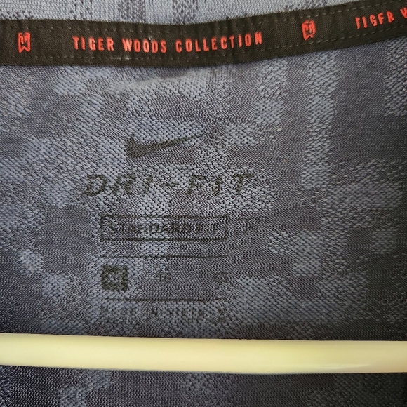 Tiger Woods Nike XL Dri-Fit Blue Golf Polo Stretch Short Sleeve Digital Camo - Picture 3 of 9